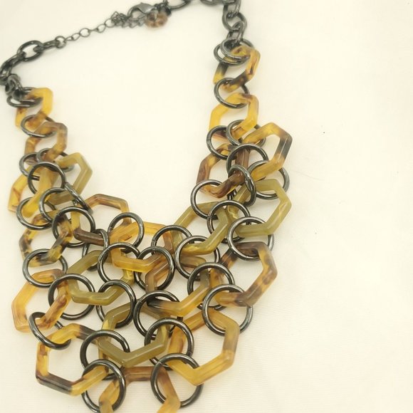 Lia Sophia Womens Multicolor Lobster Clasp Leopard Hexagon Statement Necklace - Picture 5 of 11